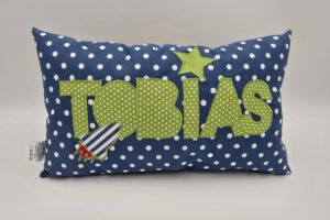 Namenskissen 20x40cm „jeansblau“