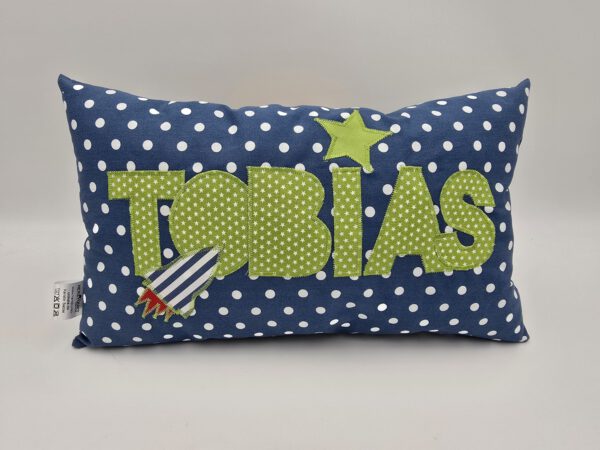 Namenskissen 20x40cm "jeansblau" – Bild 2